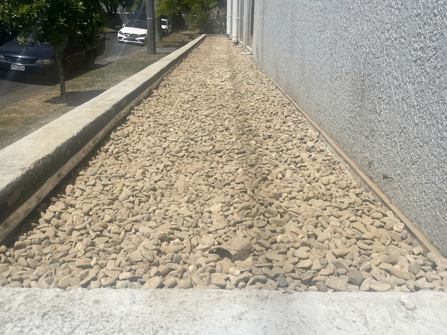 The same trough re-membraned with geotextile and free-draining pebble